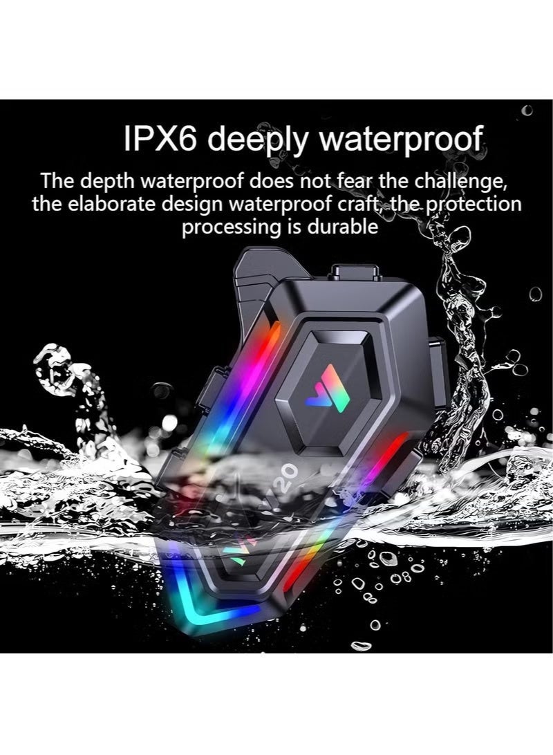 Y20 Motorcycle Helmet Bluetooth Headset, Flash Color RGB Lighting Effects, Bluetooth 5.3 Headset, Intelligent Noise Reduction, High Fidelity Sound Quality, IPX6, Compatible with All Helmets - Image 5